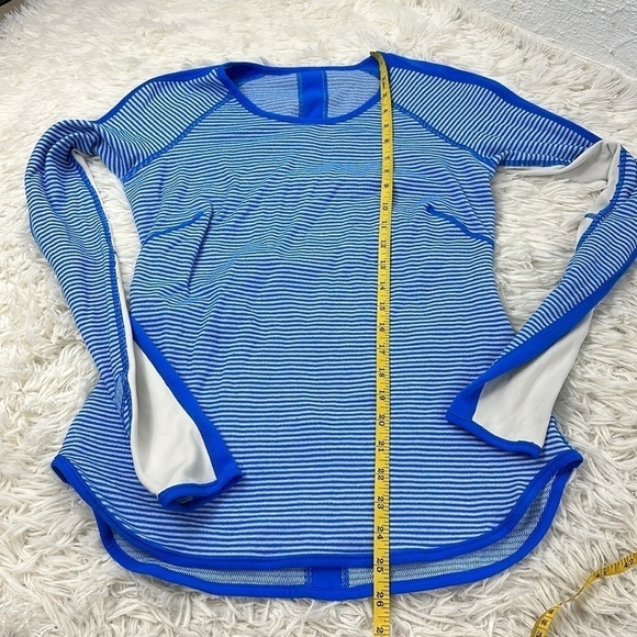 🔥$SALE$🔥 Lululemon Runder Under Long Sleeve Mini Check Pique Beaming Blue - Picture 3 of 4